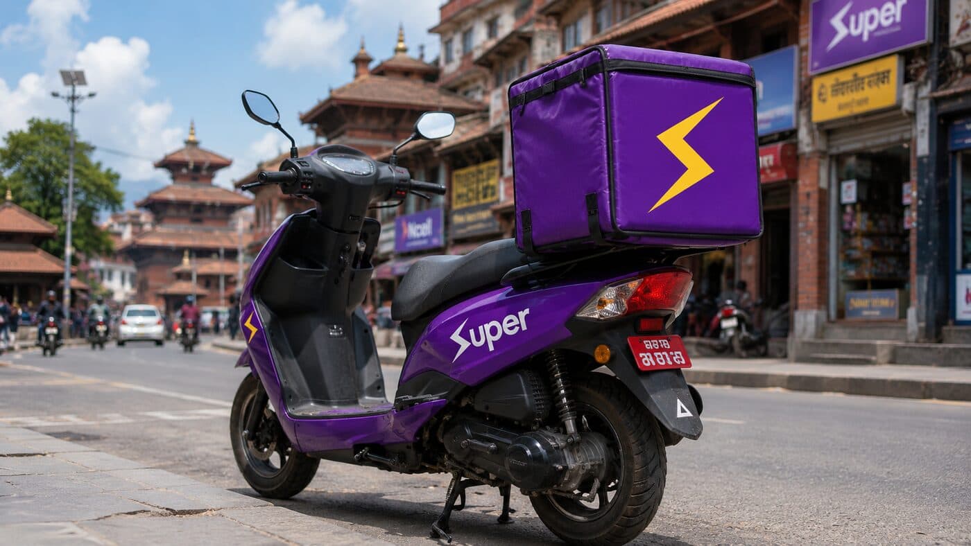 a super-branded delivery scooter